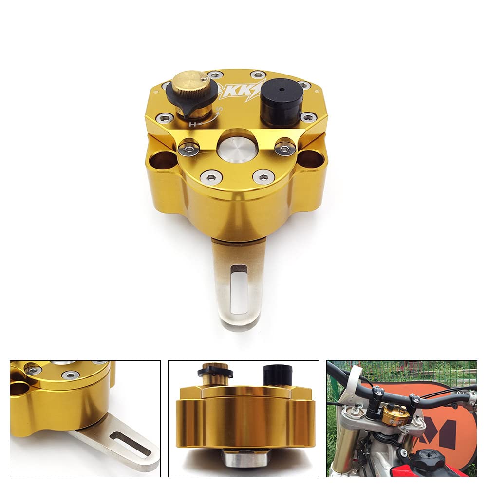 Universal Motorcycle Steering Damper Stabilizer - Adjustable Front Steering Stabilizer for CRF, YZF, EXC, RMZ, KLX & Most Dirt Bikes - Gold Moto Accessory for Enhanced Safety & Control (Perfect for Enduro, Pit Bikes & Off-Road Adventures)