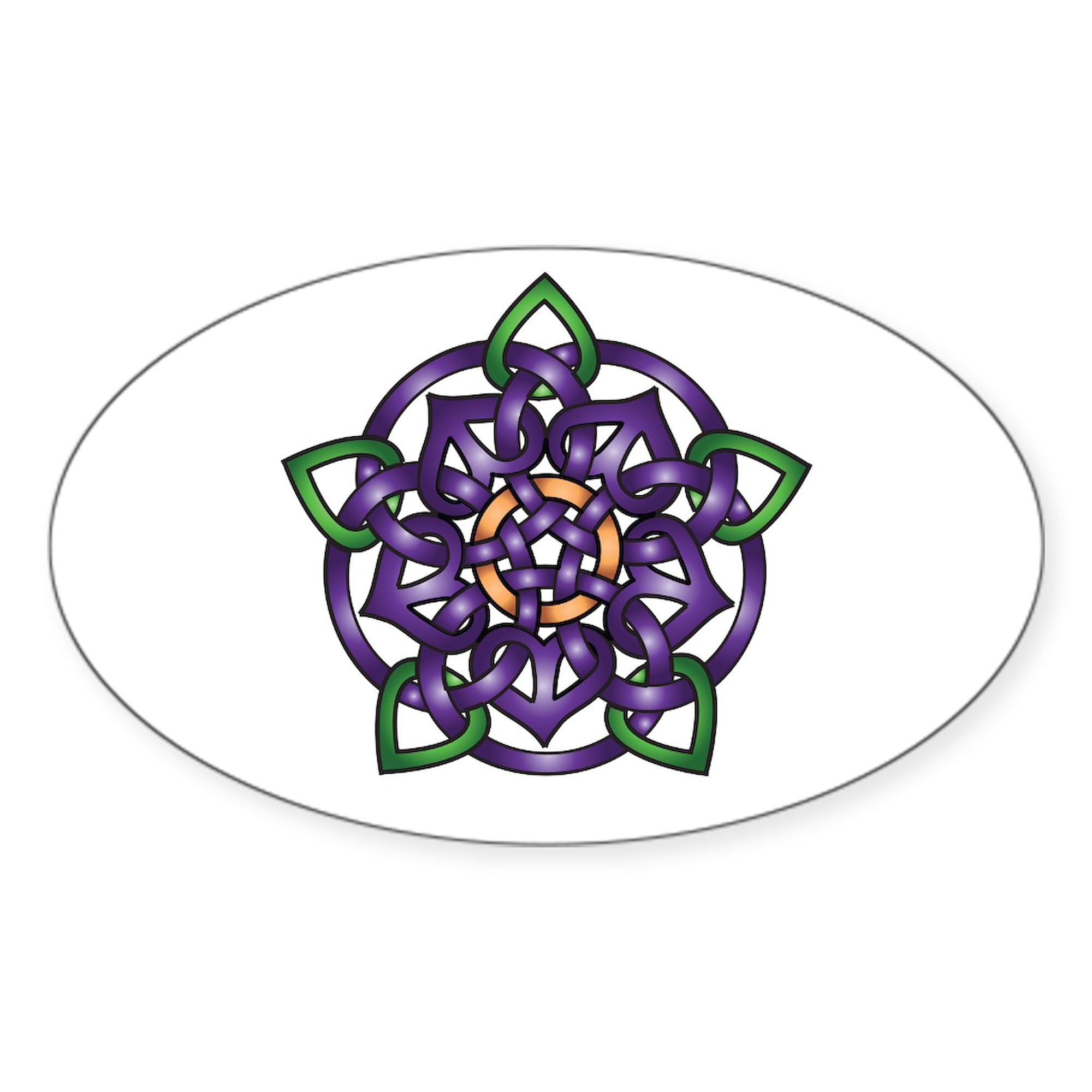 Purple Celtic Rose Oval Car Bumper Sticker - Waterproof Vinyl Decal for Cars, Trucks, Laptops - Perfect for Irish Pride, Celtic Heritage & Car Accessories