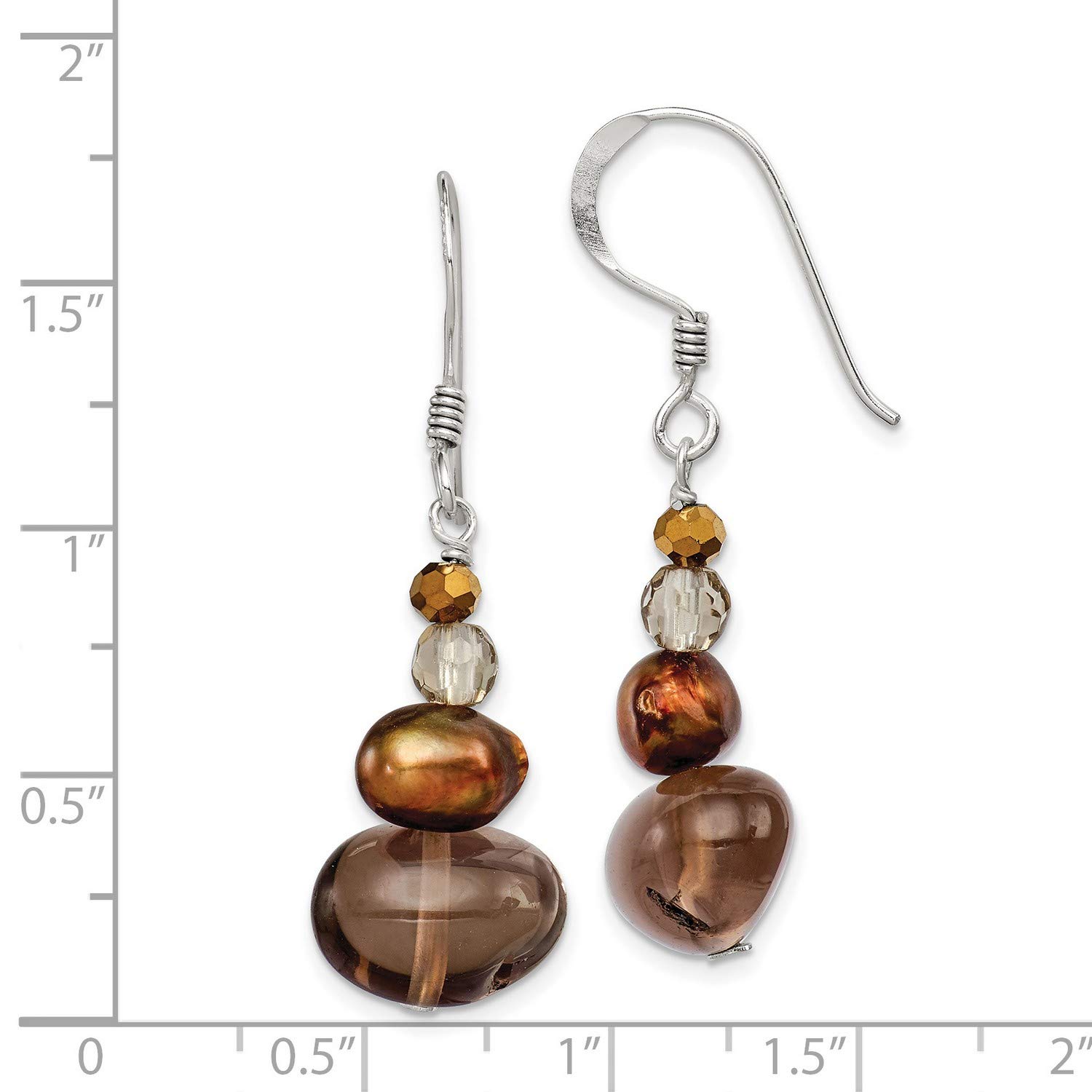 Elegant Sterling Silver Freshwater Cultured Pearl with Crystal & Quartz Earrings 39x12mm - Perfect for Weddings, Parties & Special Occasions