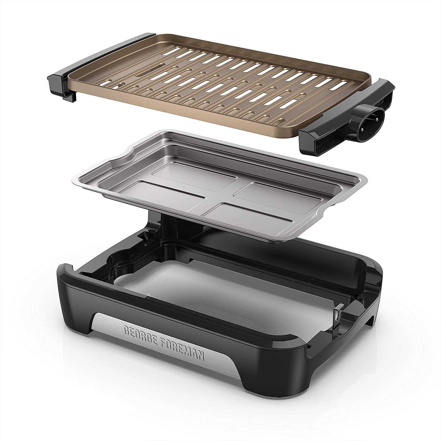 GEORGE FOREMAN Smokeless Indoor Grill - GFS0090BC | Certified & Warranty Included | Perfect for Healthy Cooking at Home, Apartments, or Small Kitchens