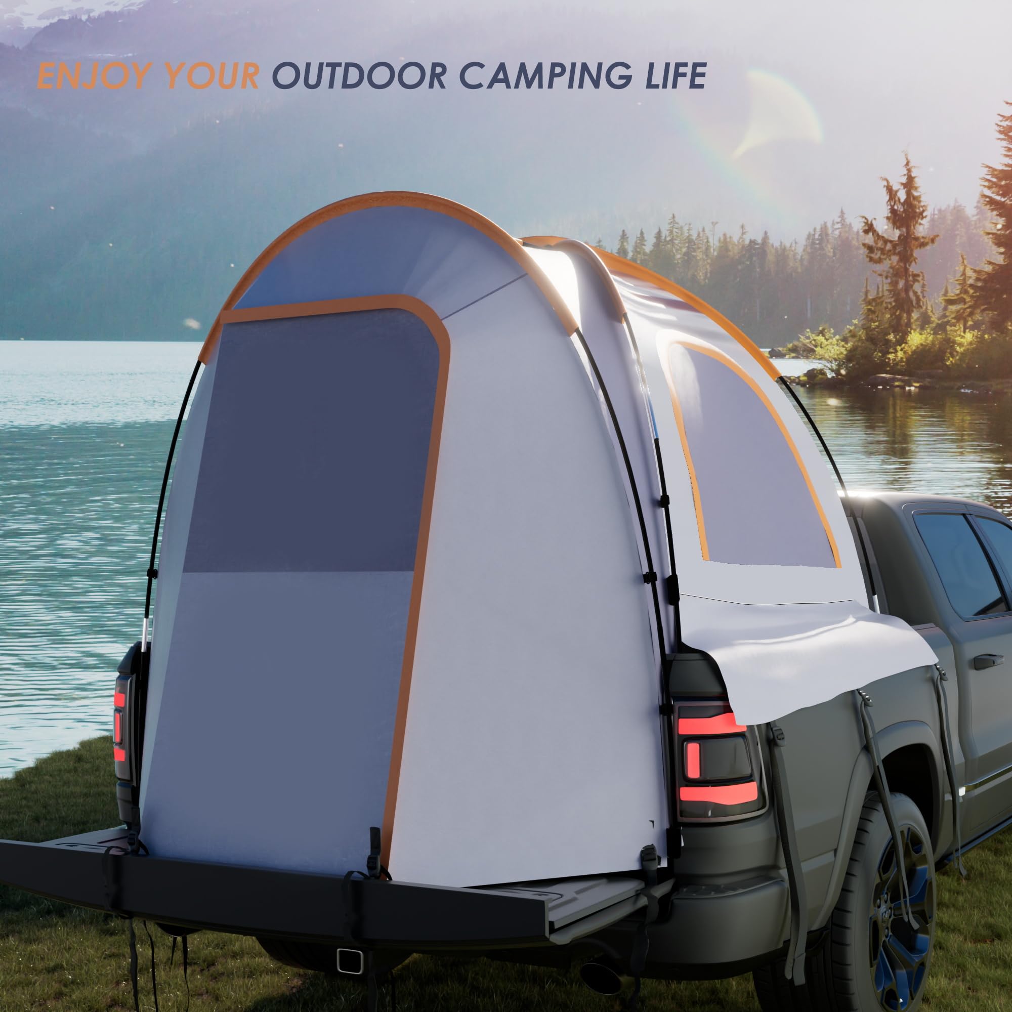 **Automatic Truck Bed Tent - Quick & Easy Setup for 4.9' to 6.8' Pickup Trucks | Portable Outdoor Camping Tent with Beach Mat, Shoe Bag & Storage Bag | Perfect for Beach Trips, Road Adventures & Family Camping**