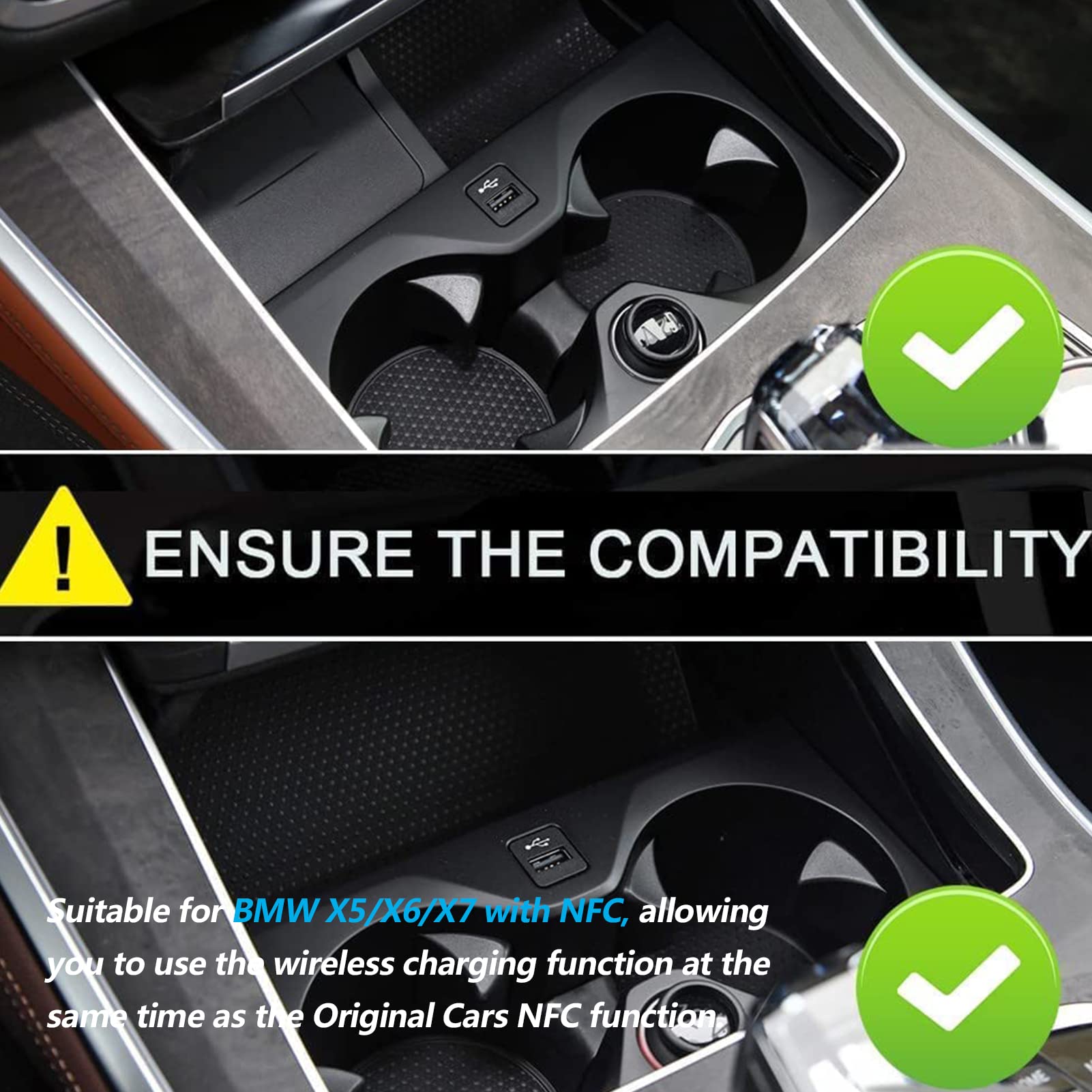 Fast Wireless Car Charger for BMW X5 X6 X5M X6M X7 (2020-2022 Models) - QC 3.0 USB Fast Charging & Qi-Certified Phone Charging Pad - Compatible with iPhone 13/12/11, Samsung Galaxy - Perfect for Road Trips & Daily Commute