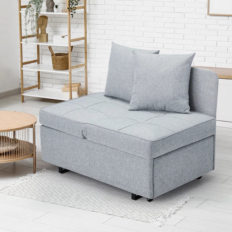 EROMMY 3-in-1 Convertible Sleeper Sofa Bed - 5-Position Adjustable Backrest with Premium Faux Linen Fabric - Foldable Chair to Bed for Small Spaces - Light Gray - Perfect for Apartments, Guest Rooms & Home Offices