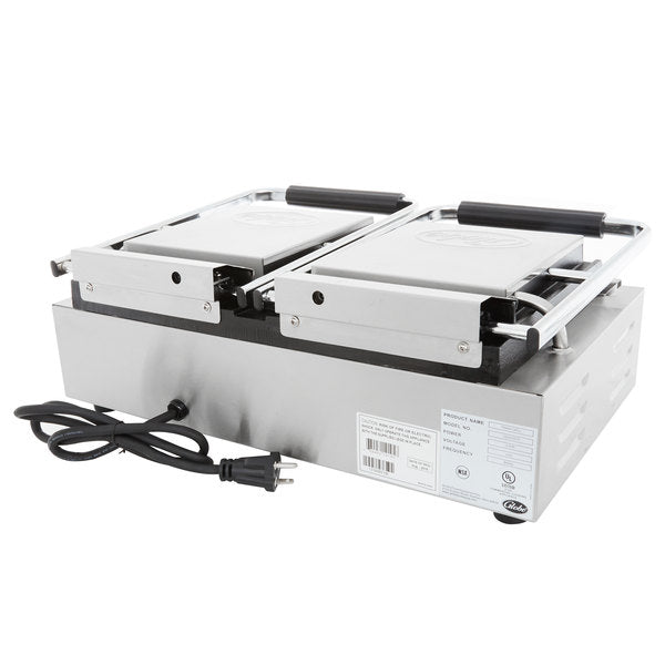 Globe GSGDUE10 Bistro Series Double Sandwich Grill - 20 x 10 Inch Non-Stick Smooth Plates, 3200W Commercial Electric Griddle (208/240V) - Perfect for Restaurants, Diners & Food Trucks - Grill Paninis, Burgers & Breakfast Foods