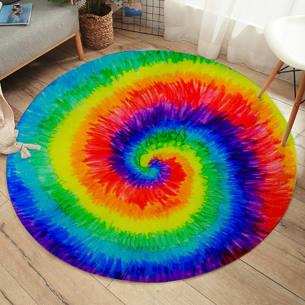 Vibrant Color Creation Round Area Rug - Soft & Durable Non-Slip Floor Mat for Living Room, Bedroom, Nursery Decor