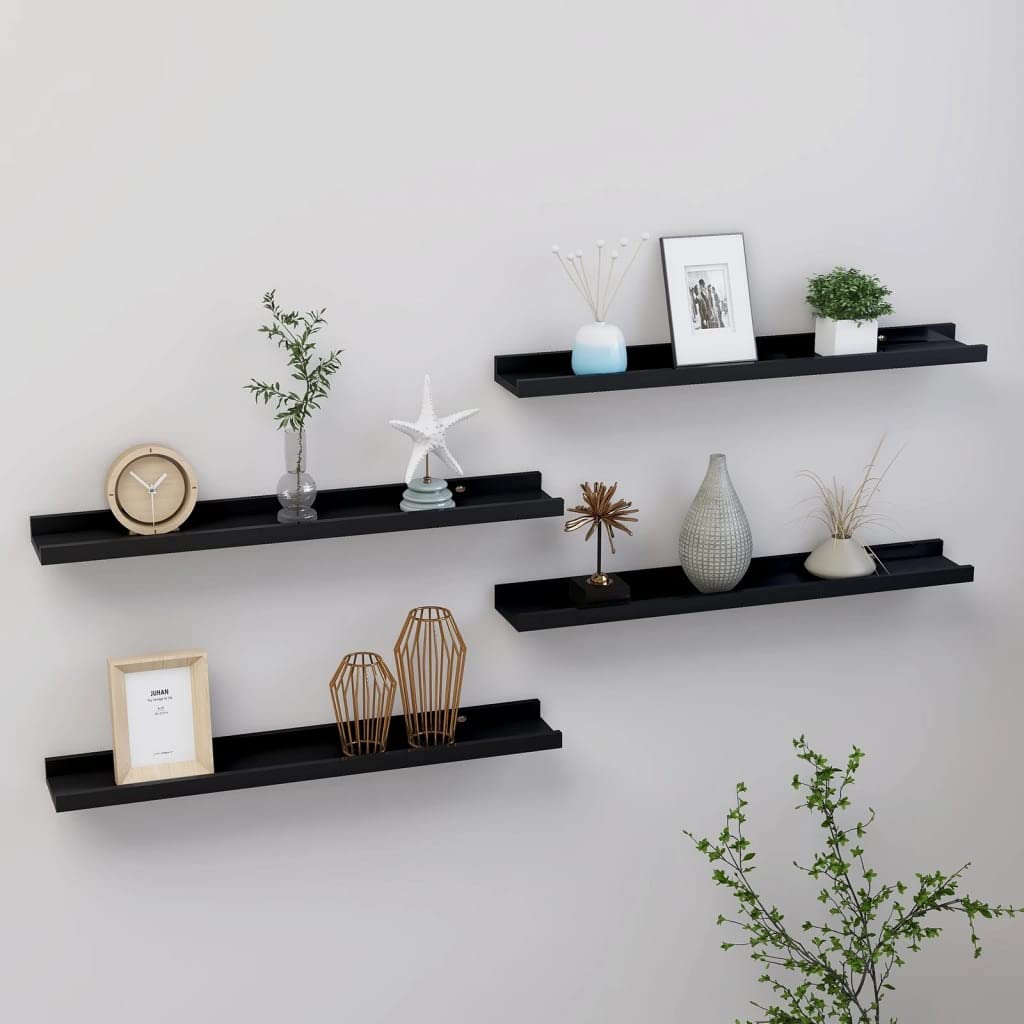 SKM 4-Pack Black Wall Shelves - 23.6