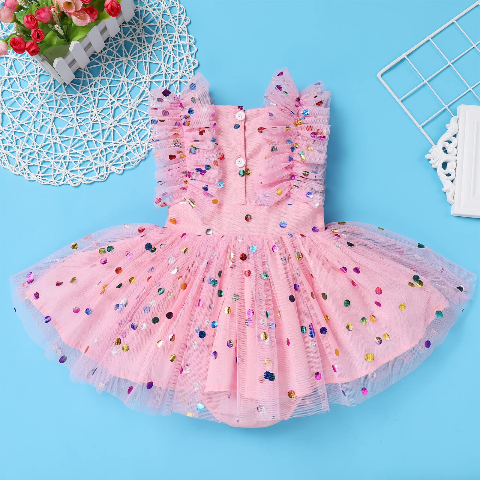 Newborn Baby Girls Tulle Romper Dress - Soft Tutu Bodysuit for Toddler Girls | Birthday Outfit, Photography Clothes & Summer Party Dress for Special Occasions