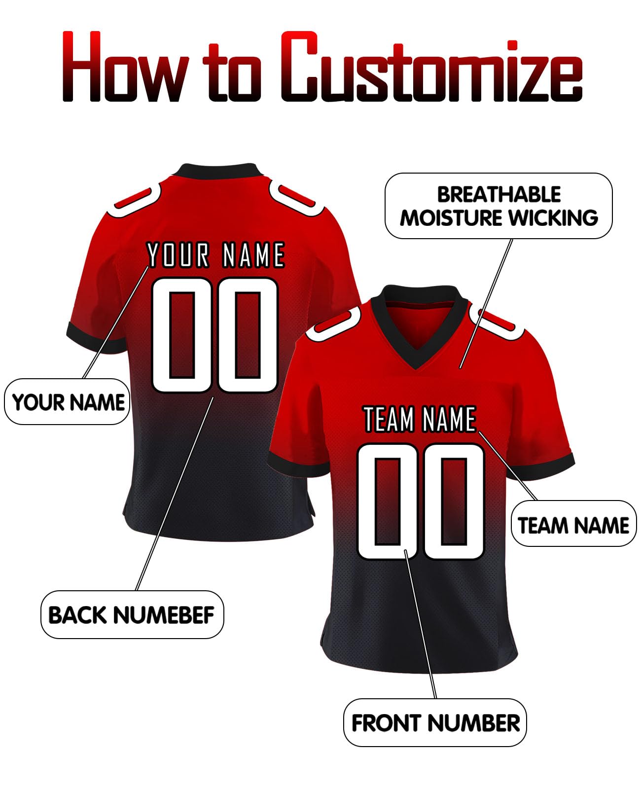 Custom Football Jerseys Personalized for Men, Women, Youth & Kids - Add Name & Team Number - Breathable Sports Uniform for Fans & Players - Perfect for Games, Training & Fan Gifts
