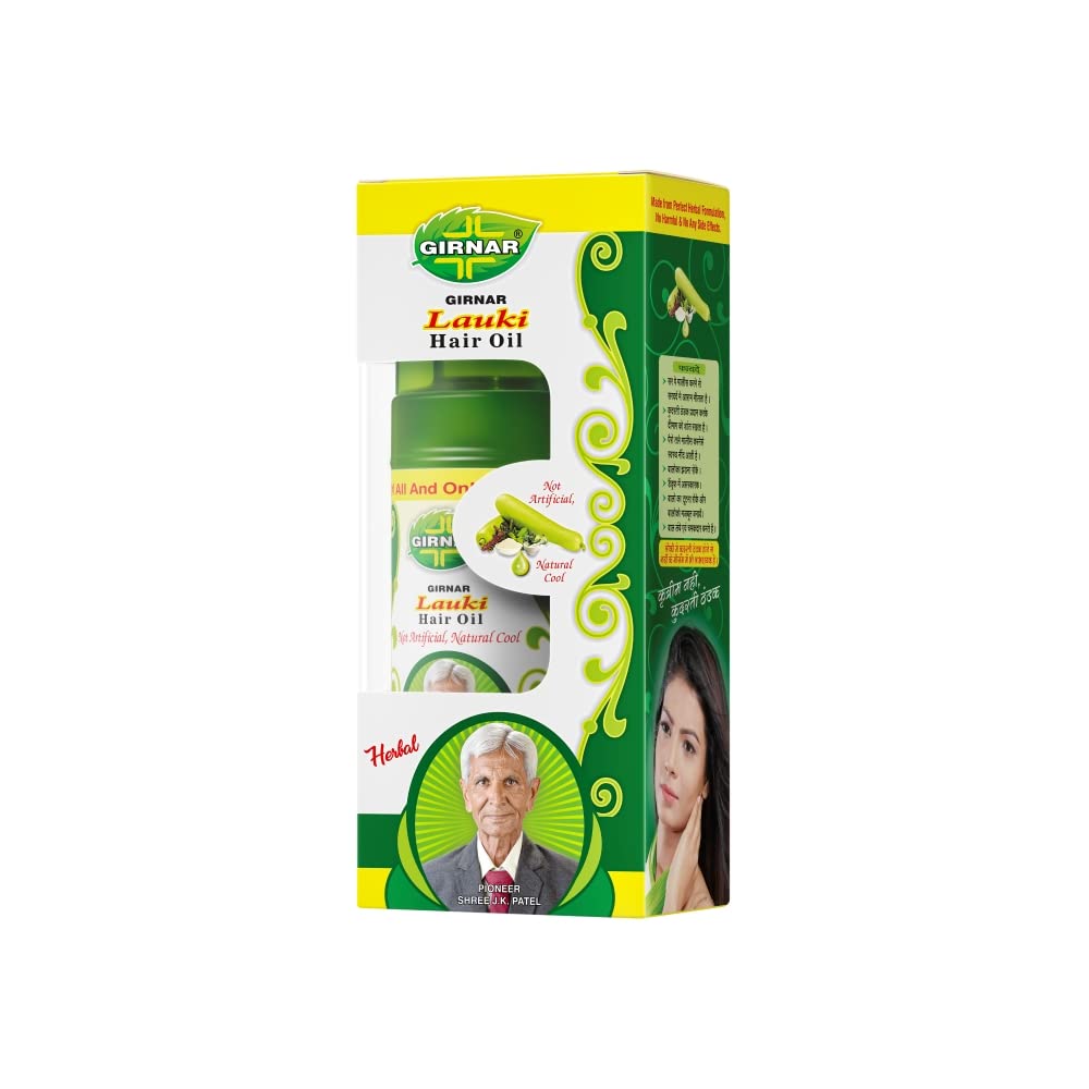 Girnar Lauki Hair Oil with 14 Herbal Extracts - 500ml Bottle for Hair Growth & Scalp Care | Natural Ayurvedic Treatment for Dry, Damaged Hair | Perfect for Daily Hair Nourishment & Massage