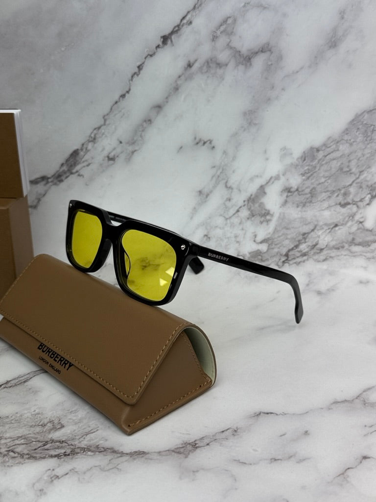 Burberry BE4337F Carnaby Black Sunglasses with Yellow Lenses - Stylish UV Protection for Outdoor Activities & Fashion Statements