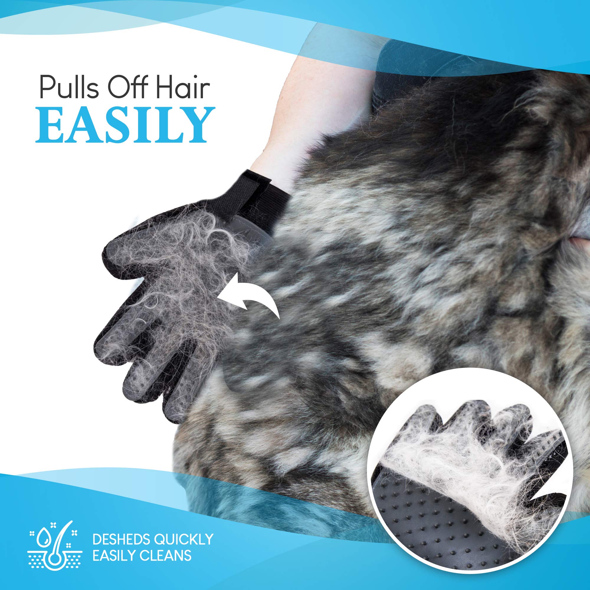 Right Hand Pet Hair Remover Glove - Gentle Deshedding Brush for Dogs, Cats & Horses | Machine Washable Grooming Tool for Long & Short Hair | Perfect for Home Grooming & Shedding Control