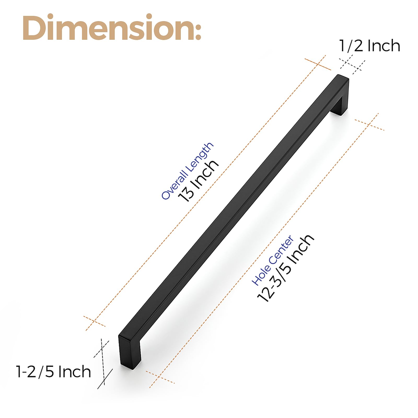 Ravinte 12 Pack 12-3/5 Inch Matte Black Square Cabinet Handles - Kitchen Cabinet Pulls & Drawer Handles - Durable Hardware for Cabinets, Cupboards, Dressers & Furniture (Perfect for Modern Kitchen & Bathroom Upgrades)