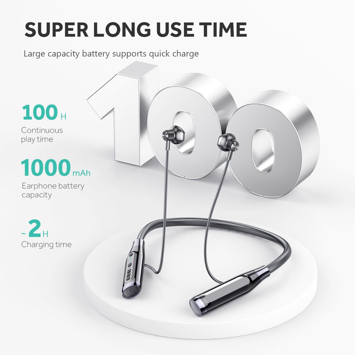 IKXO Wireless Bluetooth Headphones with 100H Playtime, IPX5 Waterproof Sports Earphones, Noise Cancelling Mic for Phone/Laptop/PC/TV - Perfect for Running, Workouts & Office Use (Black)