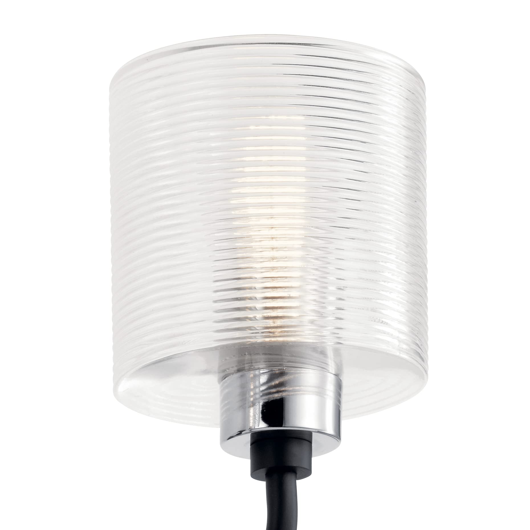 Kichler Harvan 25 Inch 3-Light Bathroom Vanity Light Fixture - Black Finish with Clear Ribbed Glass Shades for Modern Bathroom & Powder Room Lighting