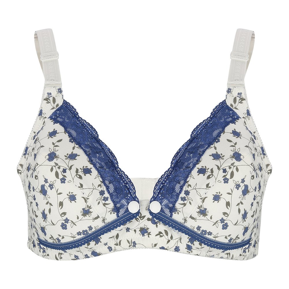 **Comfortable Cotton Nursing Bra with Lace Trim - Easy Open Button for Breastfeeding & Maternity Sleep - Perfect for Pregnant Women & New Moms**    *(Ideal for breastfeeding, maternity comfort, and postpartum recovery)*