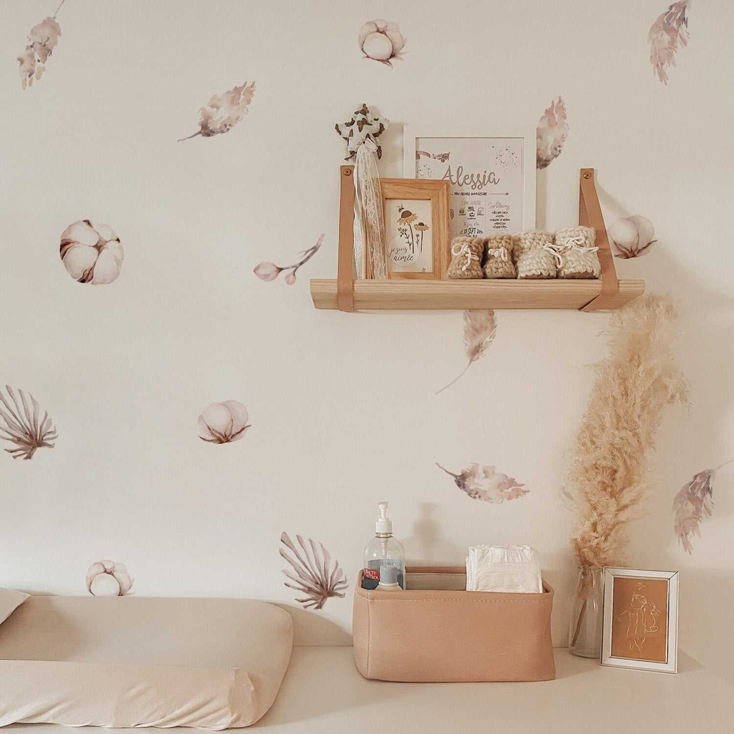 Boho Floral Wall Decals - Self-Adhesive Removable Vinyl Stickers for Home Decor, Bedroom, Living Room, Nursery & Office - Inspiring Floral Elements Design for Walls & Furniture