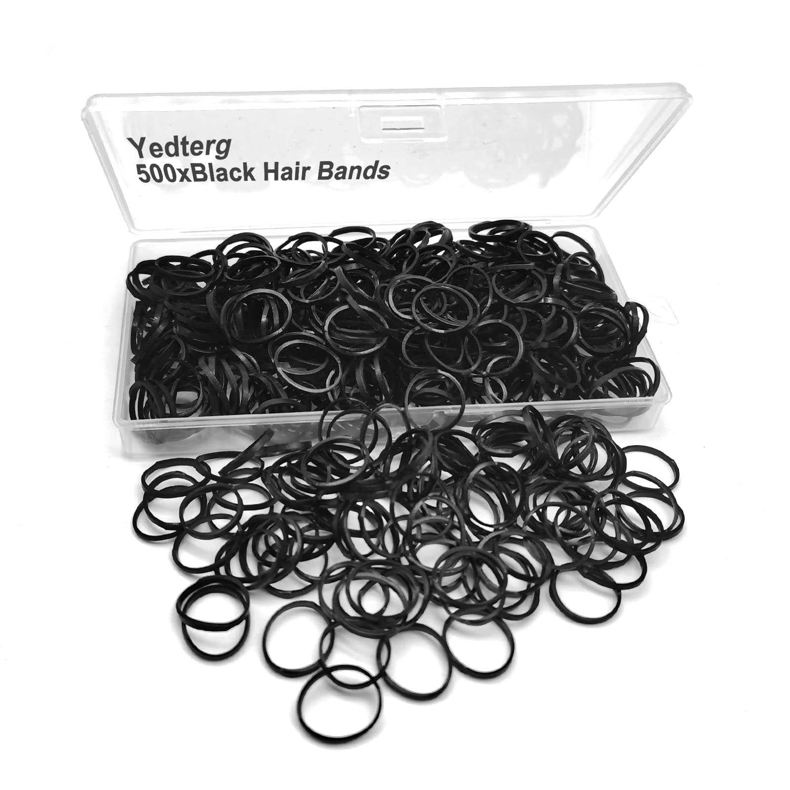 500pcs Black Elastic Hair Bands for Women & Kids - Soft Mini Hair Rubber Bands for Braids, Beard & Ponytails - Includes Storage Box - Perfect for Daily Styling, Salon Use & Travel Accessories