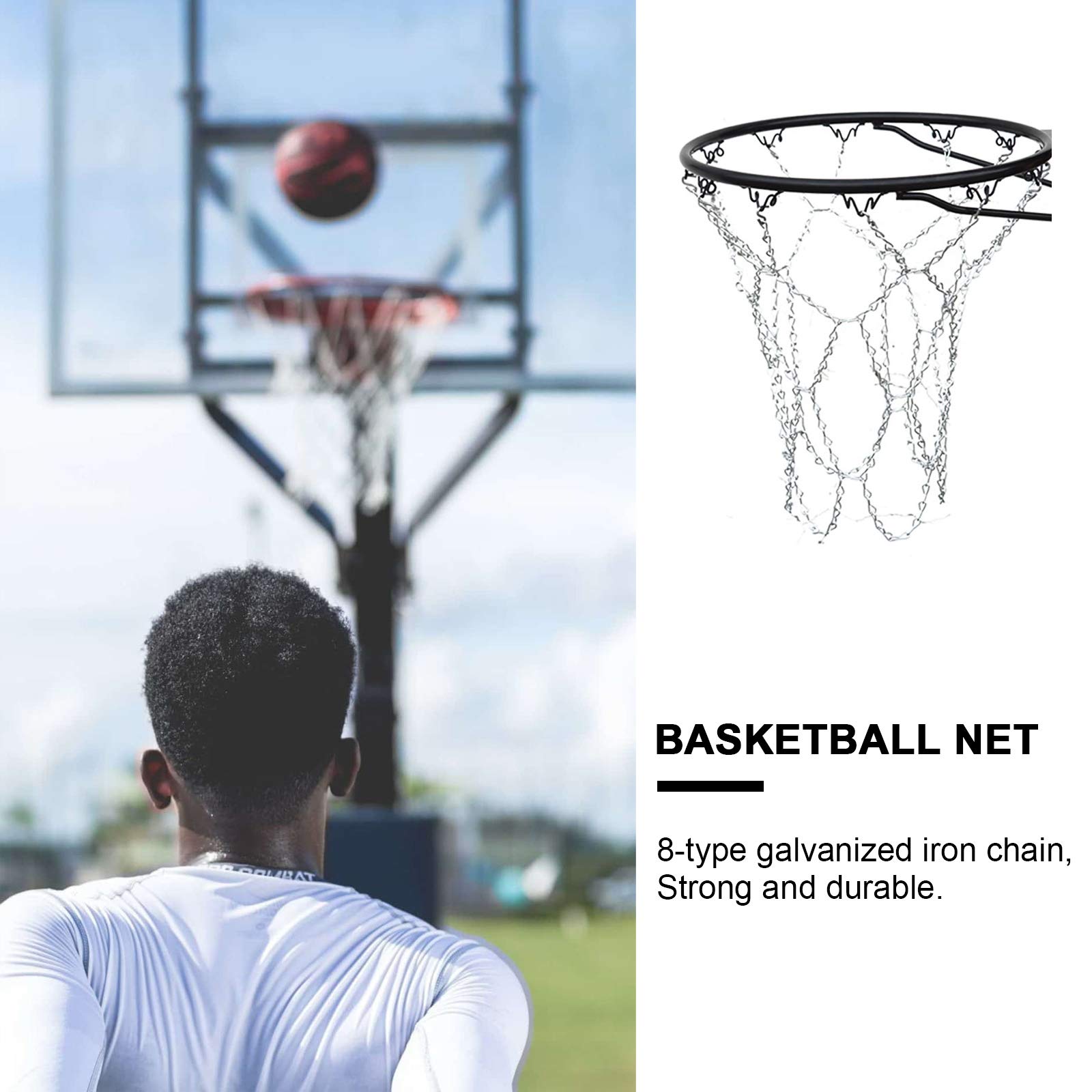 LIOOBO Heavy-Duty Iron Chain Basketball Net - Professional Standard Replacement for Basketball Goals | Perfect for Outdoor Courts, Driveway Hoops & Gym Use