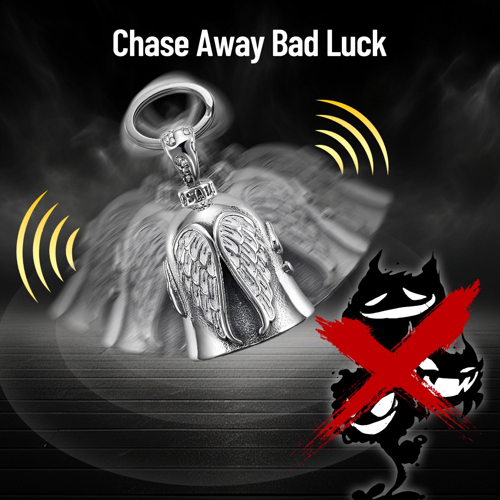 Motorcycle Bell Guardian Angel - Good Luck Keychain & Drive Safe Pendant for Bikers, Riders & Pets | Protective Charm for Motorcycles, Bikes & Pet Collars