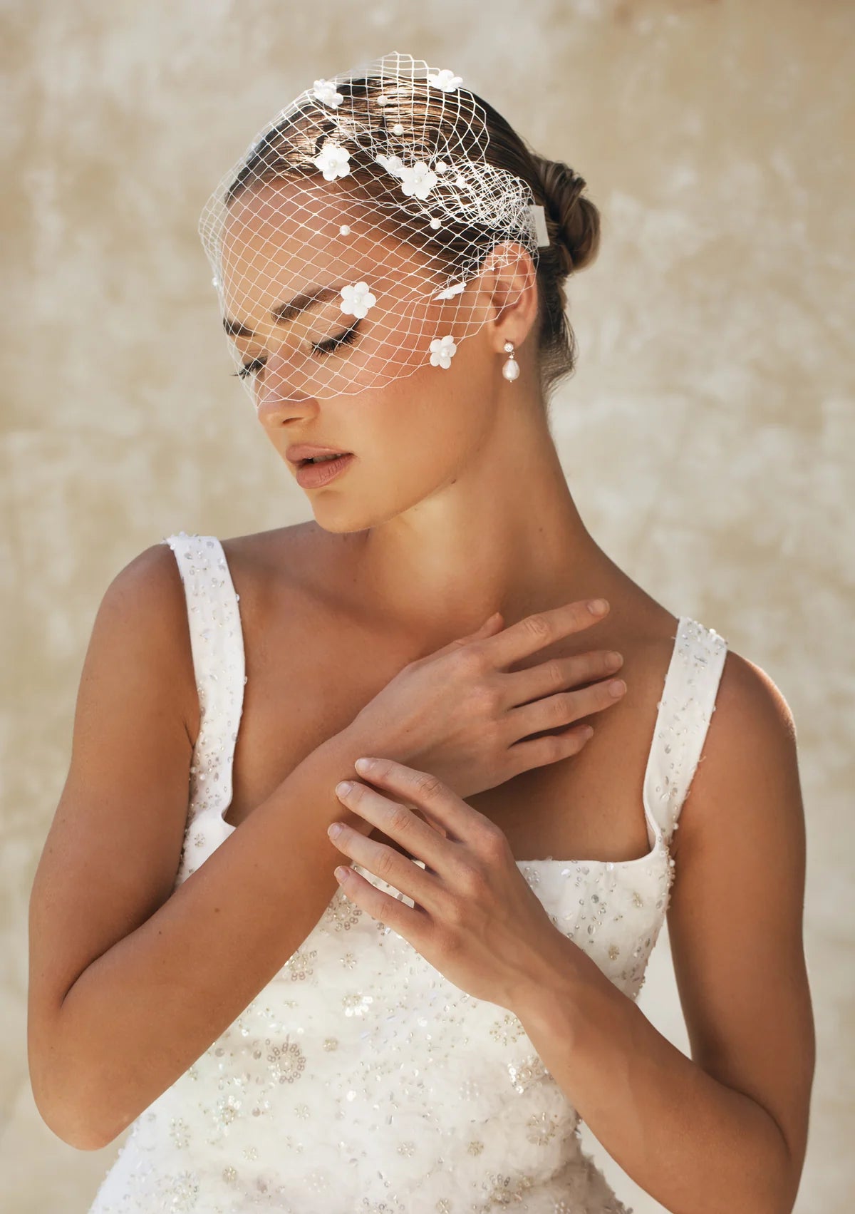 Lola Knight Brooklyn Crystal & Pearl Bridal Drop Earrings - Sterling Silver Wedding Jewelry for Brides, Bridesmaids & Special Occasions