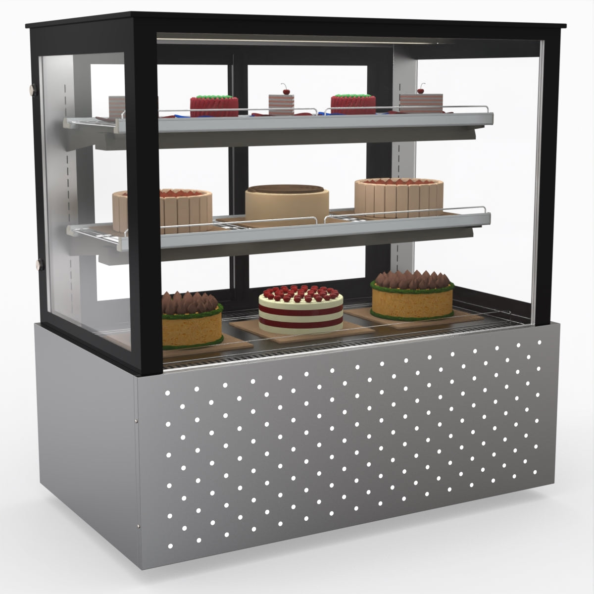 Bonvue SG120FA Commercial Refrigerated Display Case - Dual Glass Door Merchandiser for Deli, Bakery & Grocery - Perfect for Supermarkets, Convenience Stores & Cafes