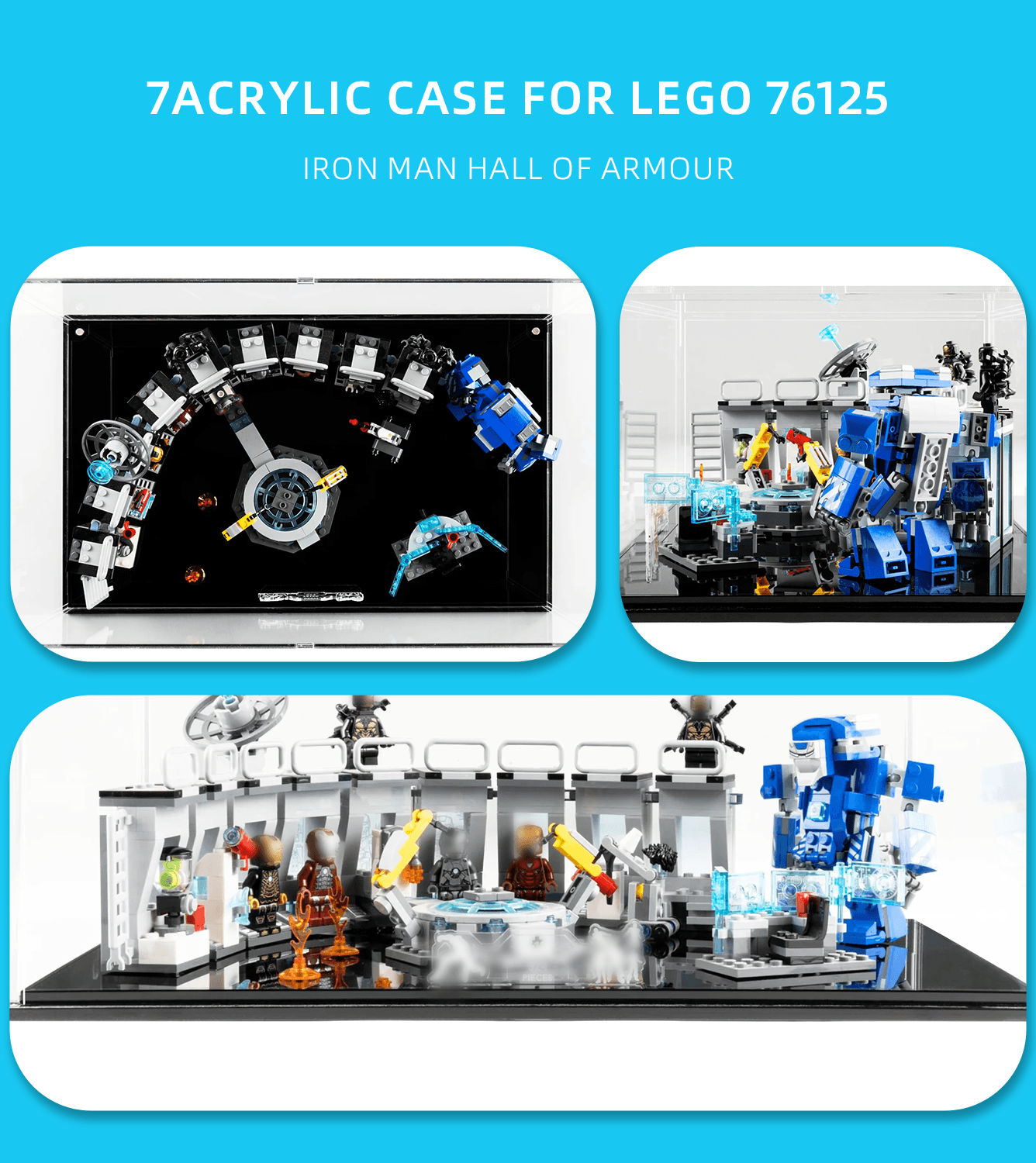 Lego Marvel Iron Man Hall of Armour 76125 Display Case - Premium Acrylic Showcase for Collectible Minifigures | Perfect for Home Decor, Office Display & Gift Giving