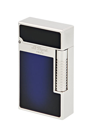 S.T. Dupont Le Grand Cling Blue Sunburst Palladium Lighter - Premium Luxury Windproof Butane Lighter for Cigars, Cigarettes & Outdoor Use - Perfect Gift for Men & Collectors