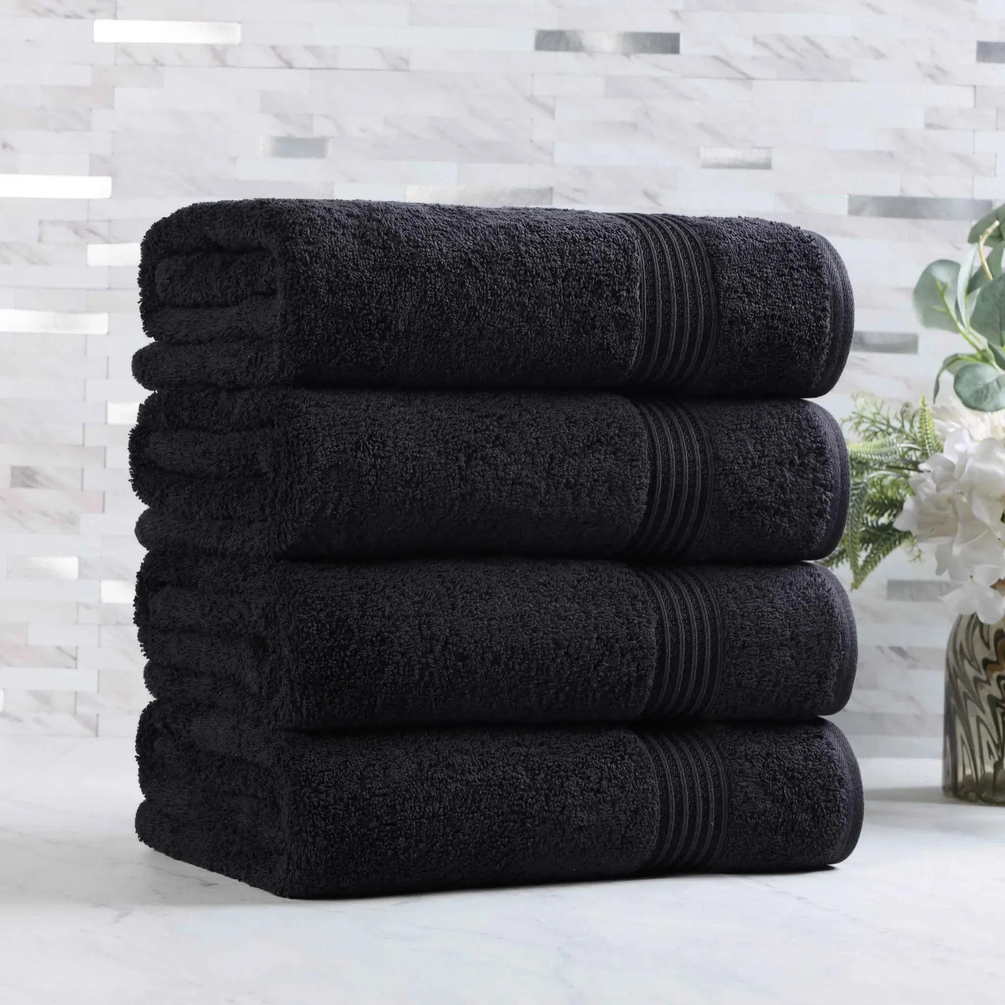 Premium Egyptian Cotton Bath Towels Set of 4 - Ultra Soft & Highly Absorbent Luxury Towels for Spa, Hotel & Home Use