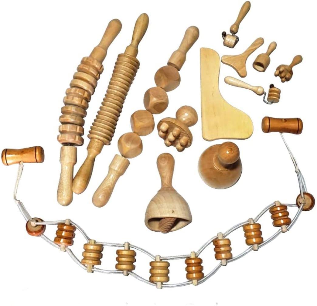 Woodtherapy/Maderoterapia 13-Piece Face and Body Sculpting Set - Professional Wooden Massage Tools for Lymphatic Drainage & Contouring - Spa, Home Beauty, and Self-Care Routine