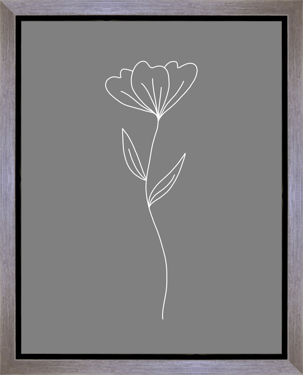 Minimalist Gray Flower Gallery Wrap Canvas Art - Modern Home Decor for Living Room, Bedroom & Office