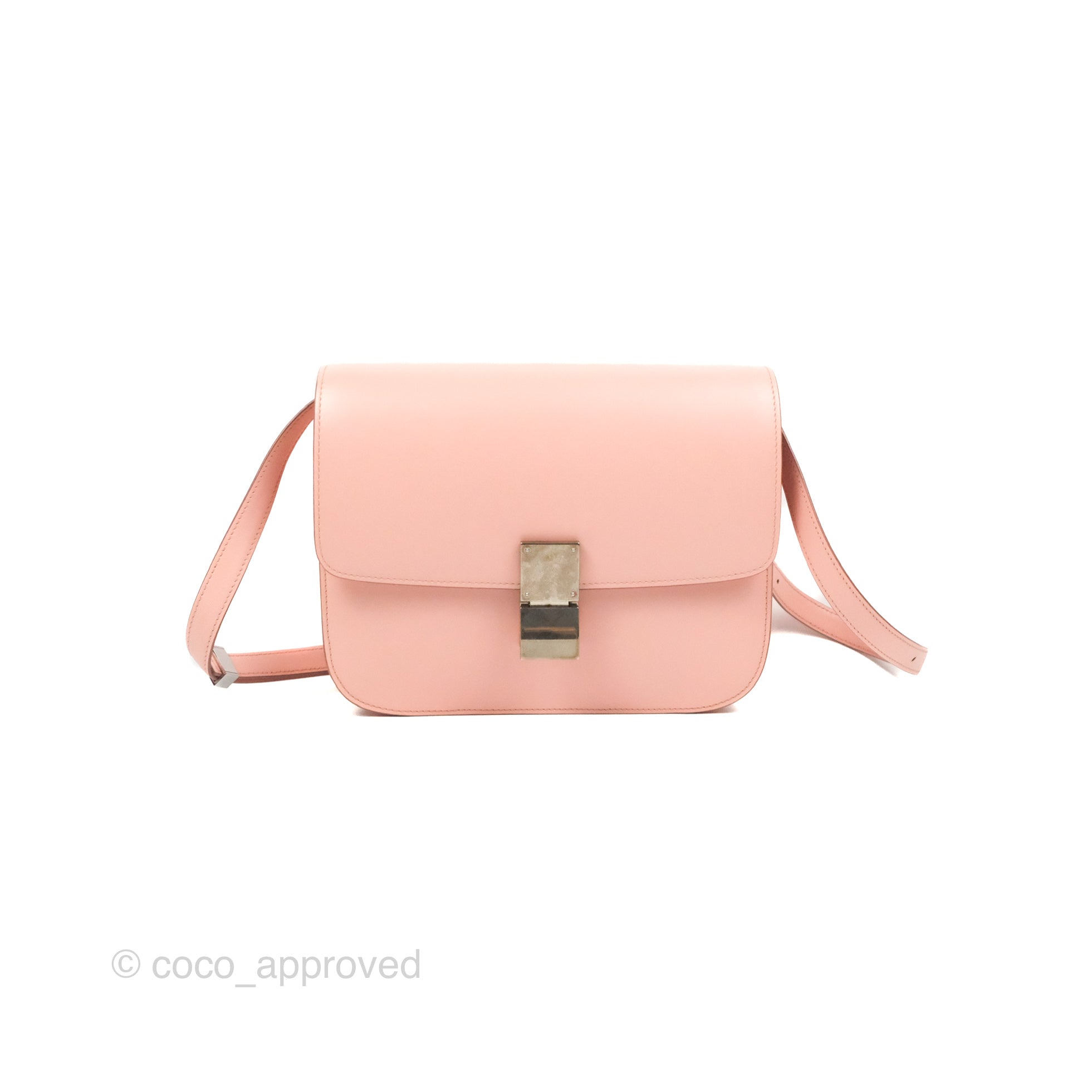 Celine Medium Classic Box Bag in Light Pink Box Calfskin with Silver Hardware - Perfect for Work, Travel & Everyday Luxury