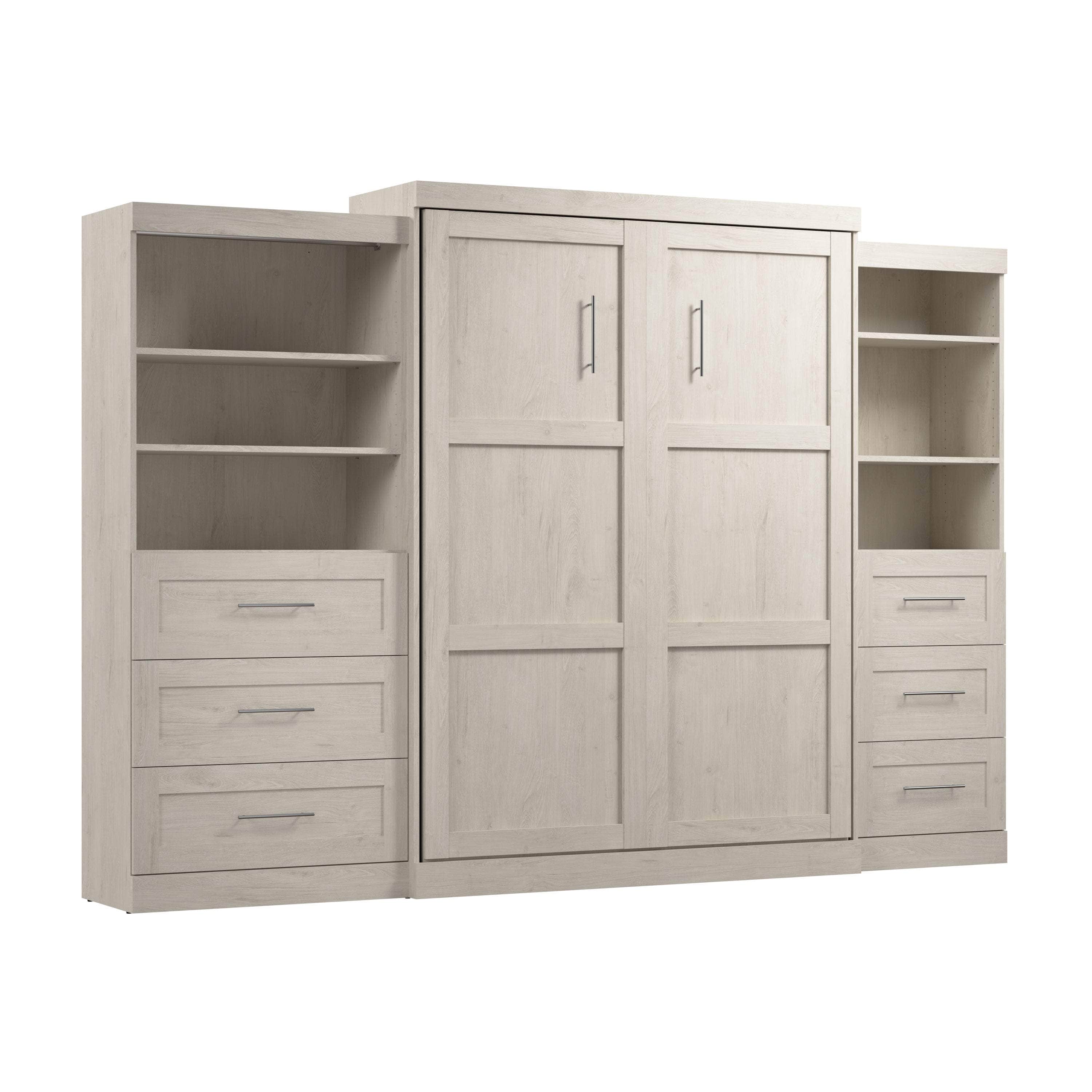 Pur Queen Murphy Wall Bed with 2 Storage Units & Drawers (126