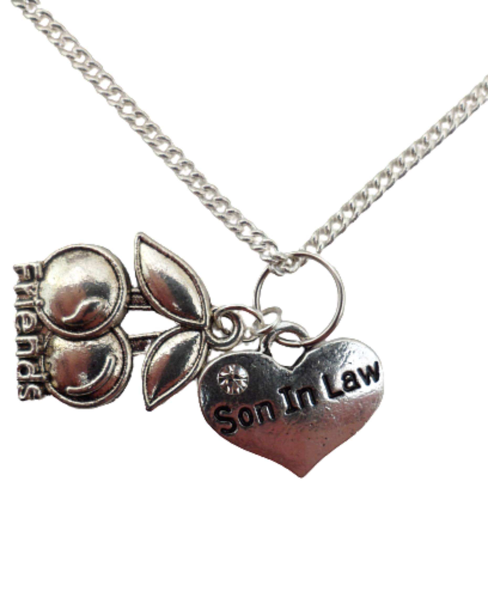 Sterling Silver Plated Heart Pendant Necklace for Son-in-Law - Romantic Love Jewelry Gift with Gemstone Charm for Friends & Family - Perfect for Anniversaries, Weddings & Special Occasions