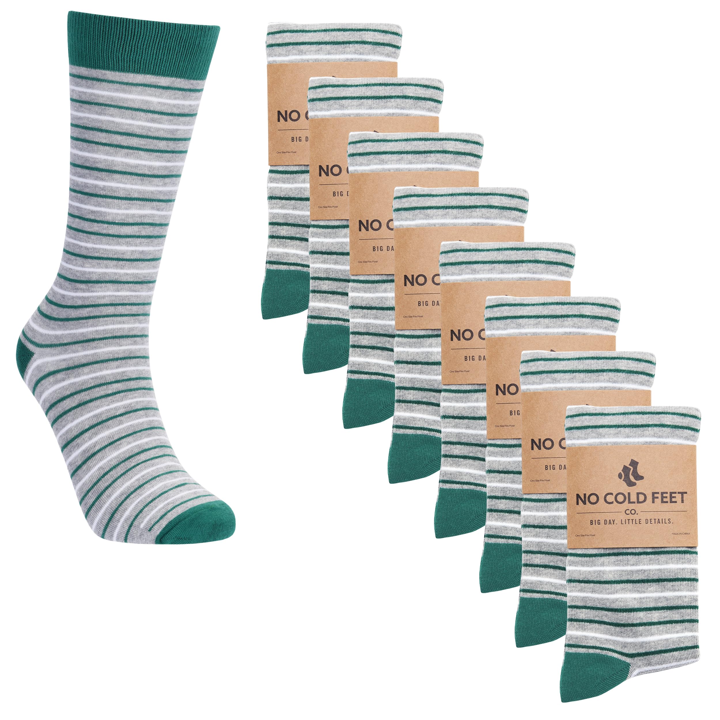 Fun Green Colorful Novelty Dress Socks for Men - 8 Pack | Casual, Formal & Groomsmen Wedding Socks - Perfect for Parties, Office Wear & Special Occasions