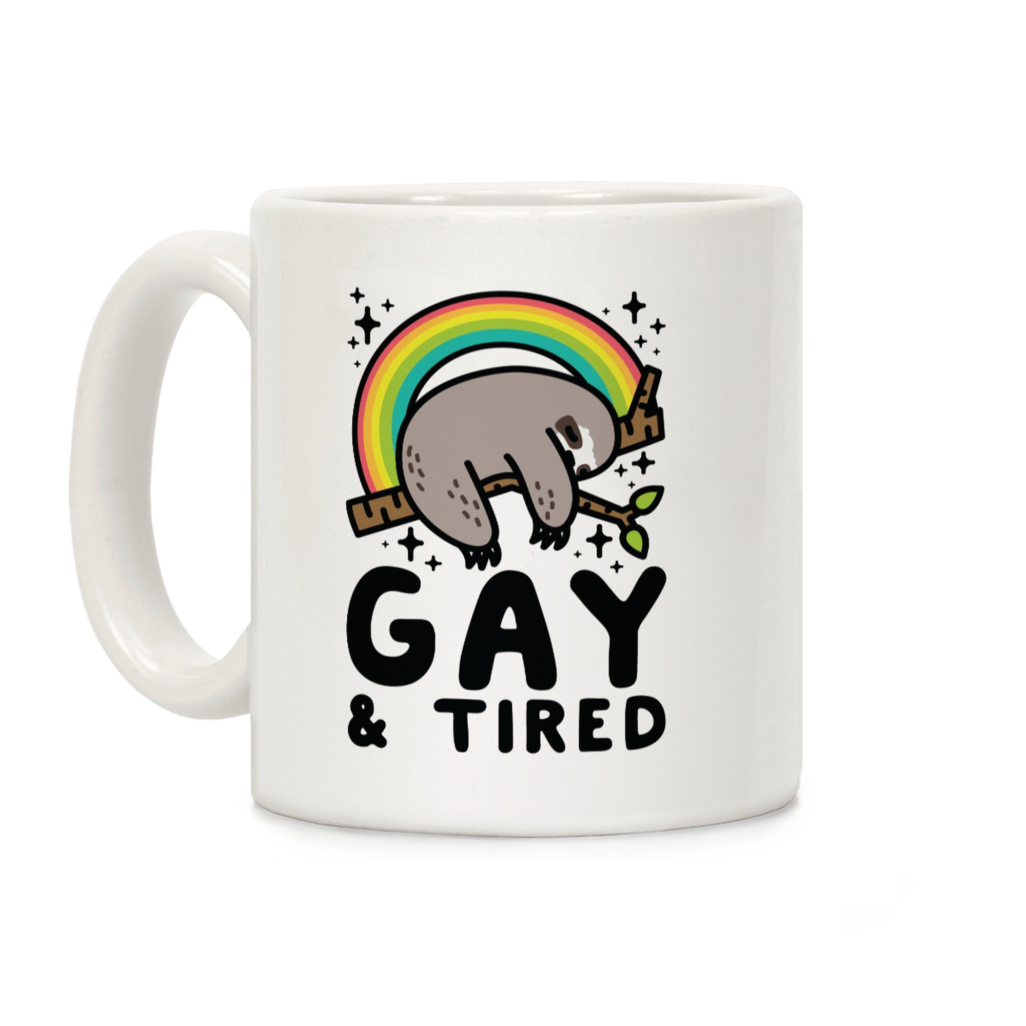 LookHUMAN Rainbow Sloth Coffee Mug - 11oz Double-Sided Pride Ceramic Cup | Dishwasher Safe Novelty Mug for Women & Men | Perfect for LGBTQ+ Gifts, Office Coffee Breaks & Rainbow-Themed Parties