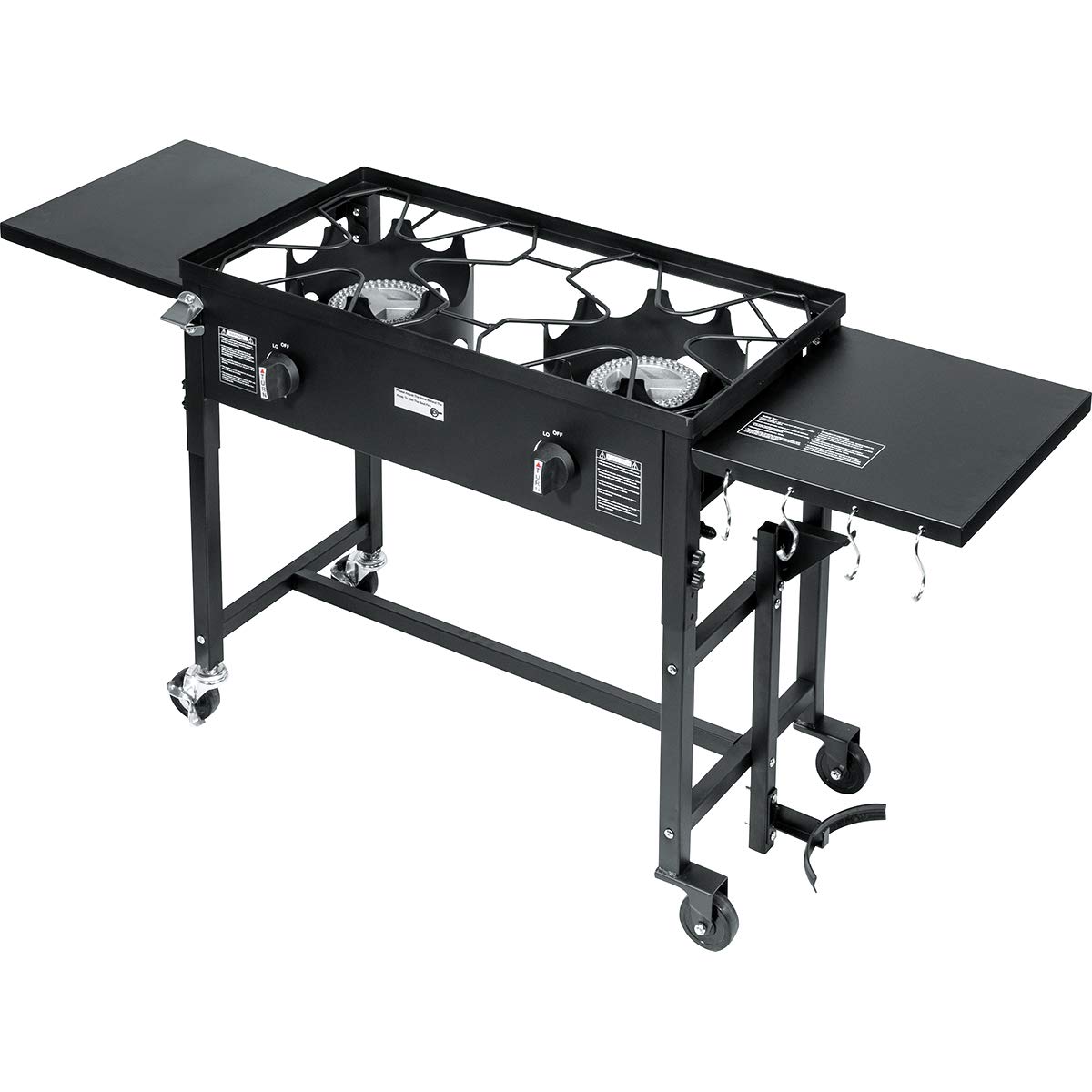 **Barton 58,000 BTU Double Burner Propane Stove for Outdoor Camping, Picnic & BBQ – Portable Folding Cooking Station with Stand (Black)** – Perfect for Backpacking, Tailgating, and RV Adventures