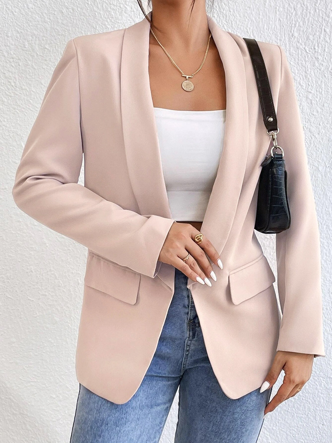Elegant Shawl Collar Long Sleeve Blazer for Women - Stylish Office & Evening Wear - Perfect for Business Meetings, Date Nights & Formal Events