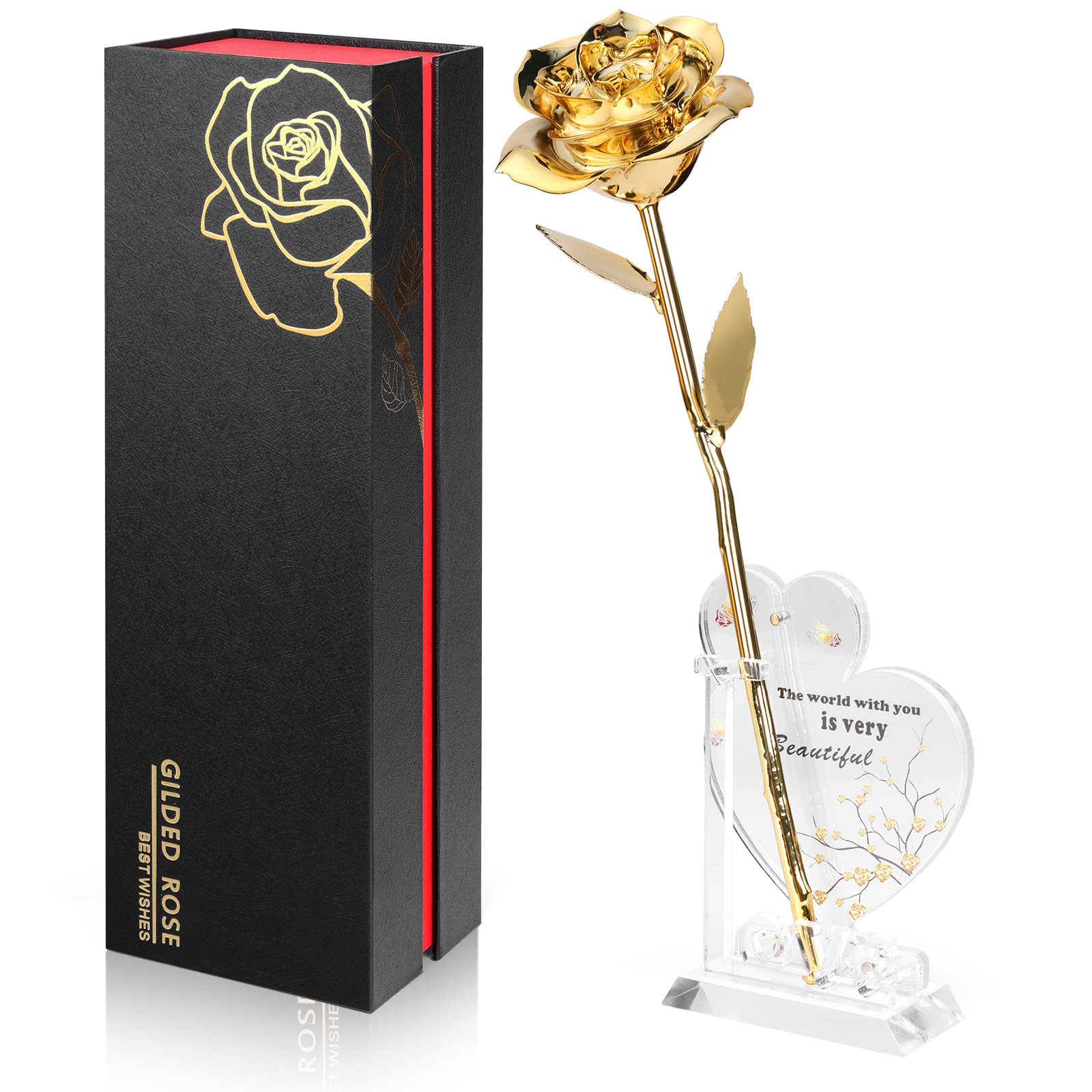 24K Gold Dipped Real Rose - Genuine Handcrafted Golden Rose Gift for Women, Anniversary, Birthday, Mother's Day | Romantic Keepsake for Special Occasions & Home Decor