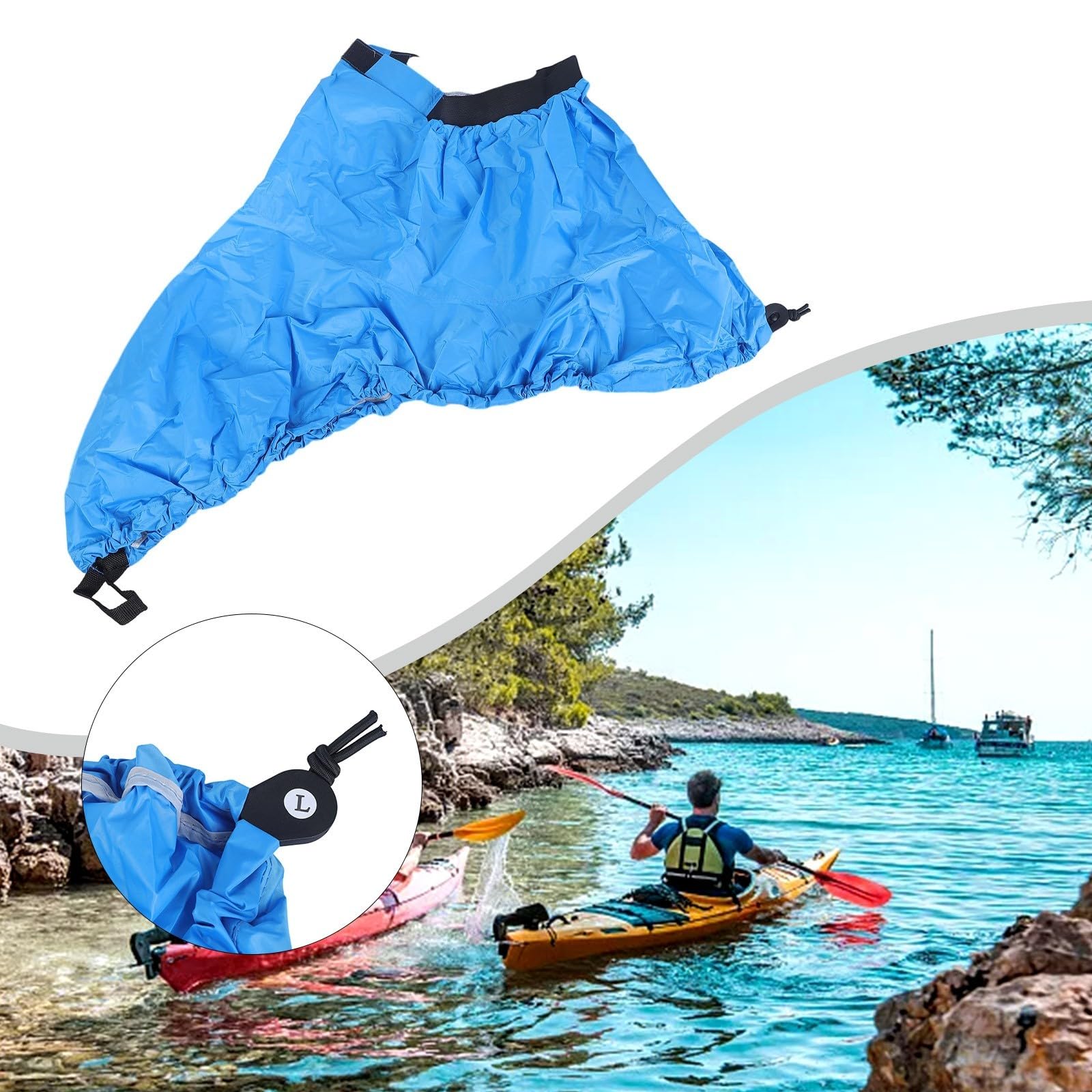 **Adjustable Waterproof Kayak Skirt - Nylon Spray Deck Cover for Canoe & Kayak Cockpit - Ideal for Whitewater, Sea & Recreational Kayaking (S Gray)**