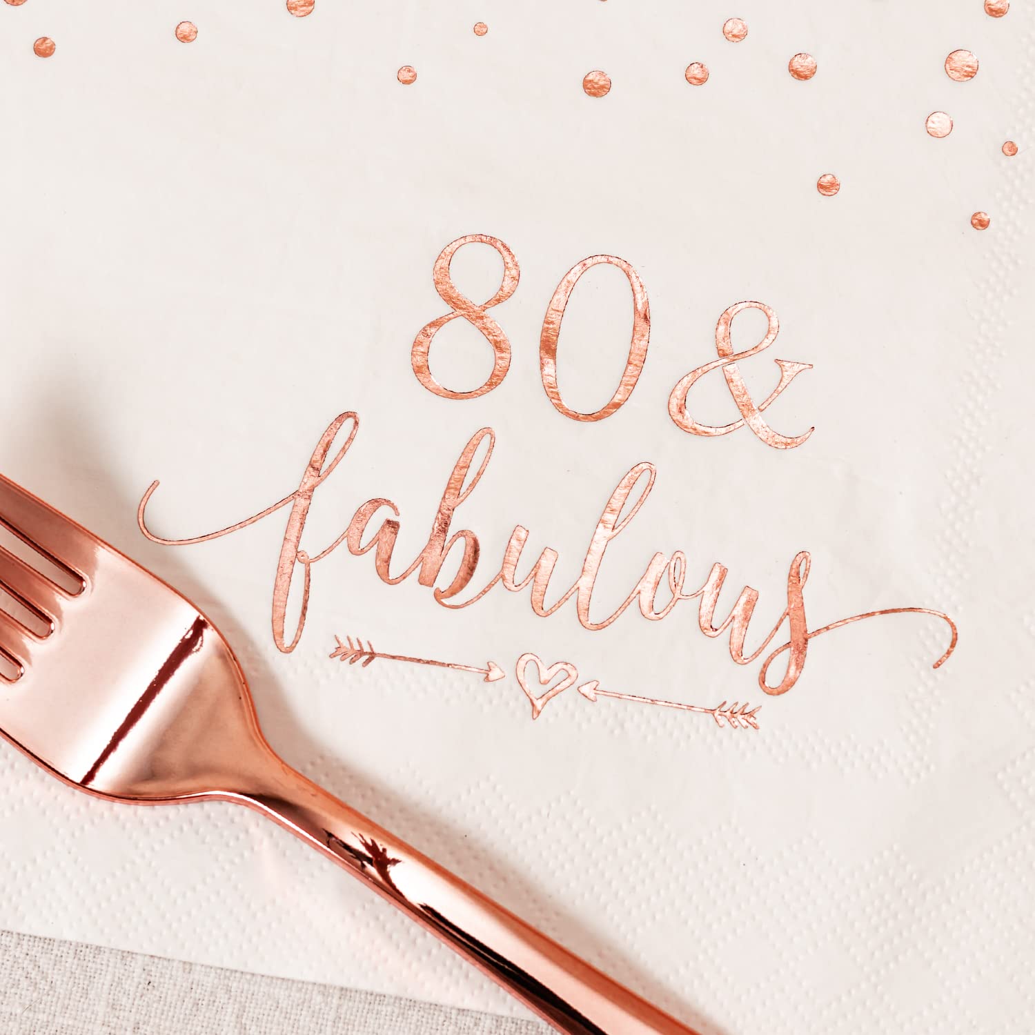 Elegant Rose Gold Foil 80th Birthday Party Supplies Set - 24-Piece Disposable Tableware (9