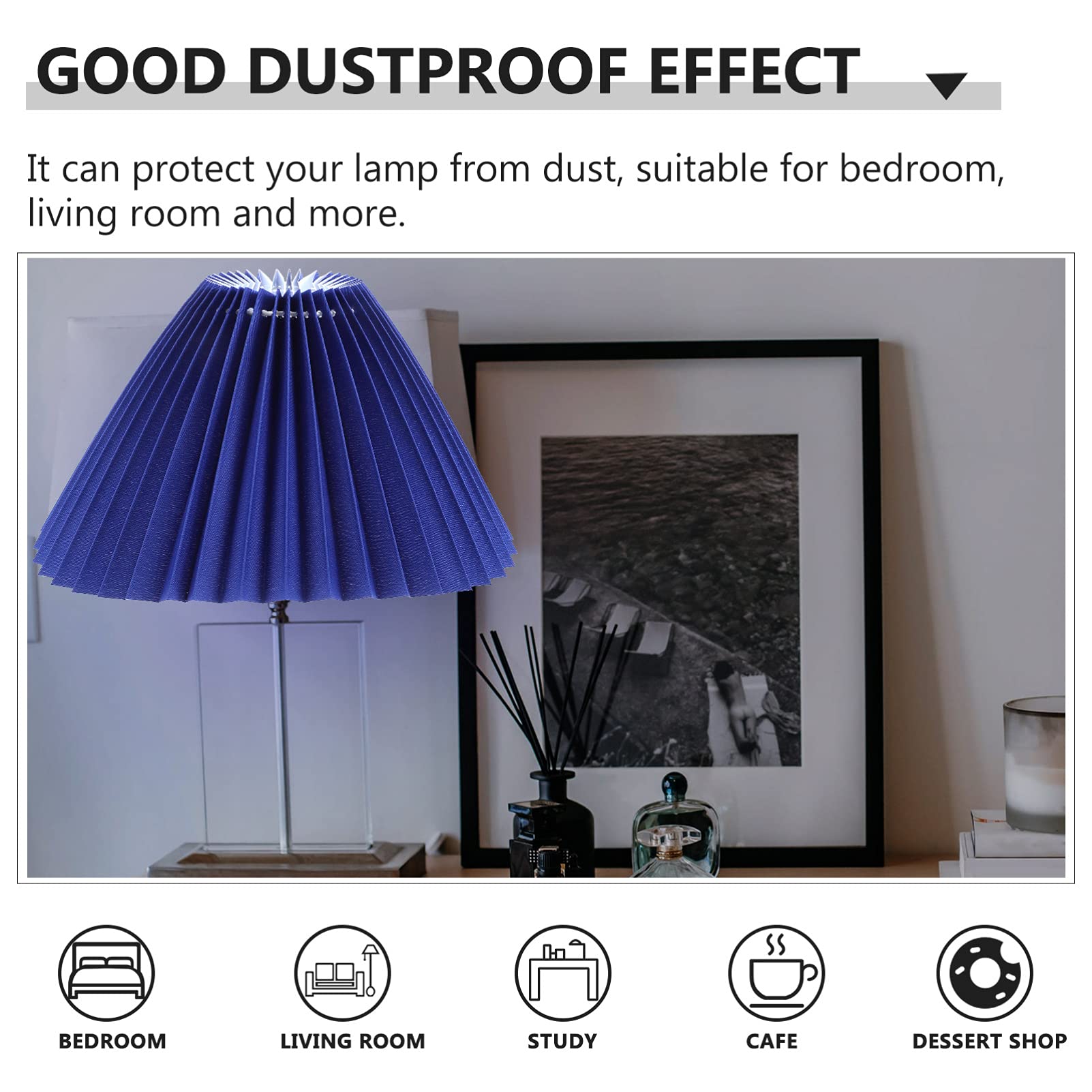 Mobestech Mushroom Lamp Shade - E27 Clip On Pleated Eggshell Fabric Replacement Cover for Table, Wall & Floor Lamps - Blue Chandelier Protector - Perfect for Bedroom, Living Room & Nursery Decor