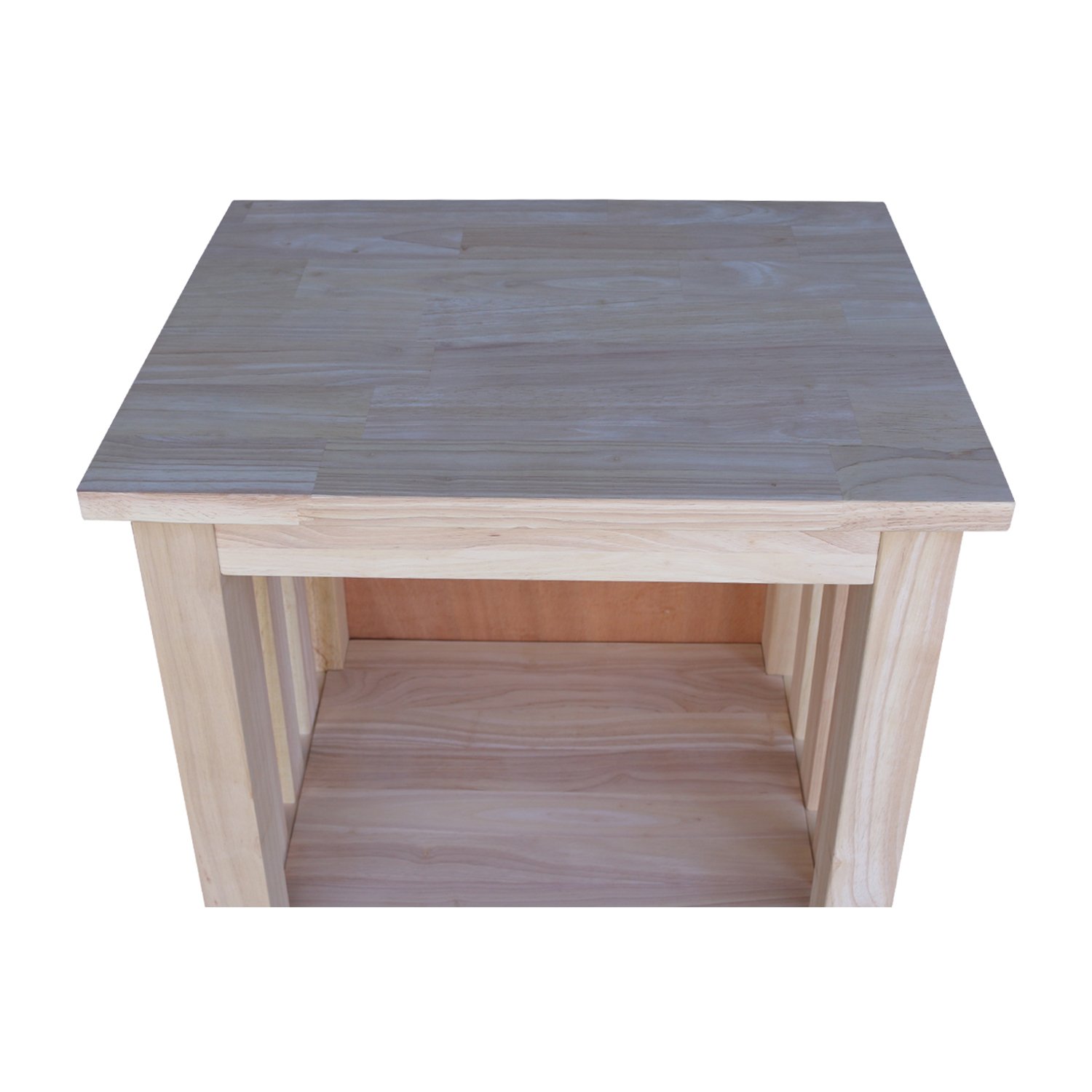 Unfinished International Concepts Mission Tall End Table - Solid Wood Side Table for Living Room, Bedroom, or Office - Perfect for Home Decor and Storage