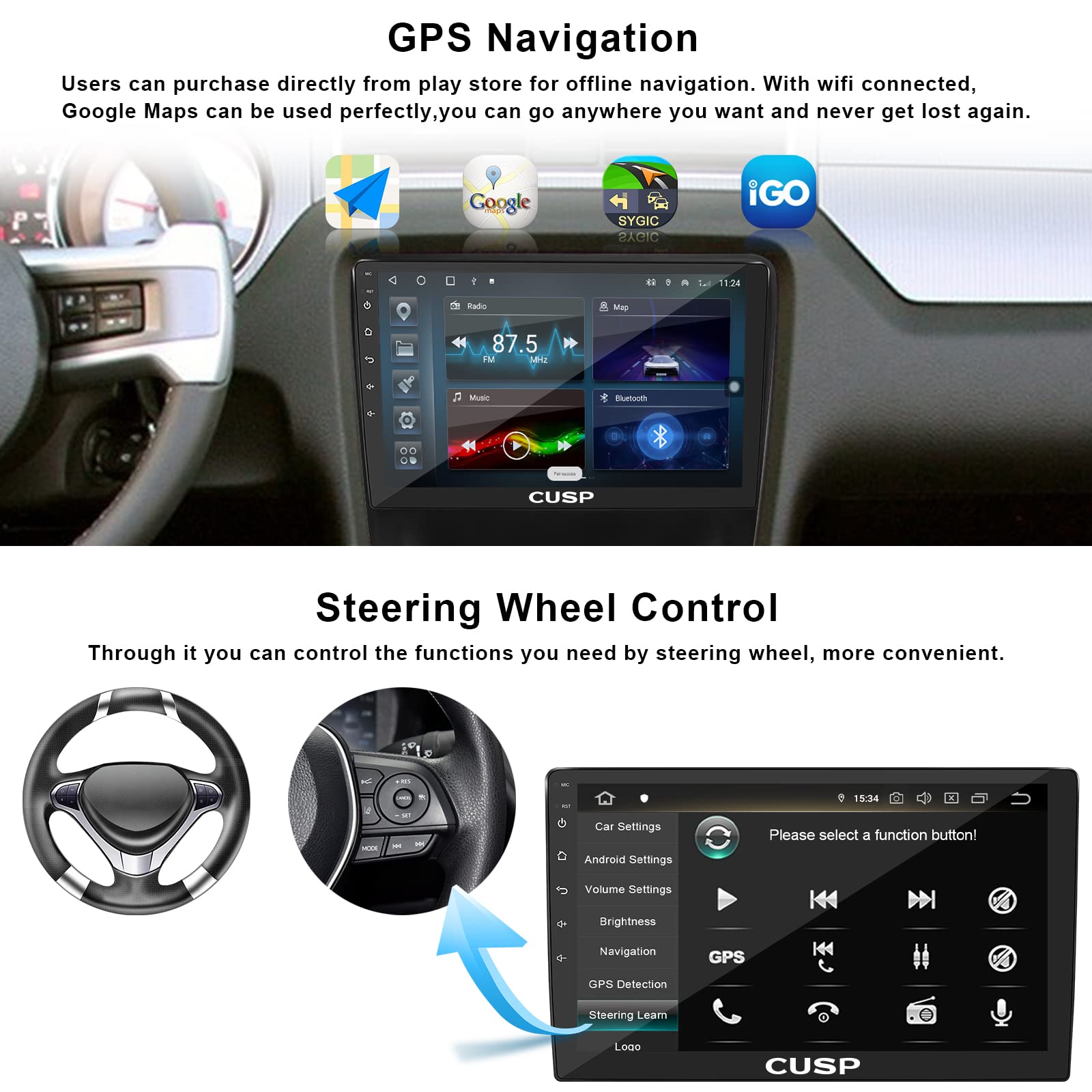 2024 New 10 Inch Android Car Stereo with GPS Navigation - Double Din Touch Screen 1280x720 HD Display - Bluetooth, FM, WiFi, Wireless CarPlay & Android Auto - Mirror Link for Phone Camera - Universal In-Dash Head Unit for Cars, Trucks & SUVs - Perfect for Road Trips & Daily Commuting