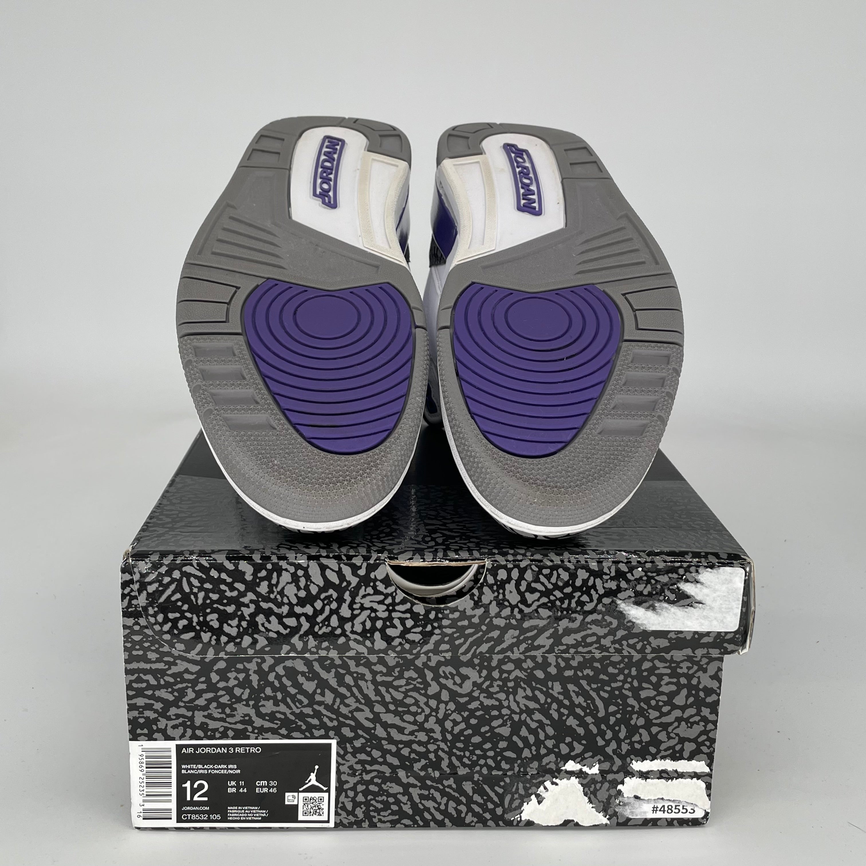 AIR JORDAN 3 DARK IRIS Men's Basketball Shoes - Size 12 (CT8532-105) | Retro Sneakers for Streetwear & Casual Outfits