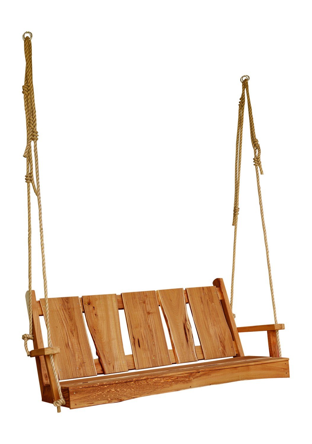 A&L Furniture Blue Mountain Timberland Swing with Rope - Heavy Duty Wooden Porch Swing for Outdoor Garden, Patio, Backyard Relaxation