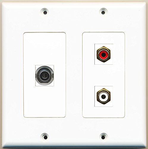 RiteAV 2 Gang Wall Plate with 1 RCA Red, 1 RCA White & 1 3.5mm Port - Audio Video Connector Panel for Home Theater & Stereo System Installation