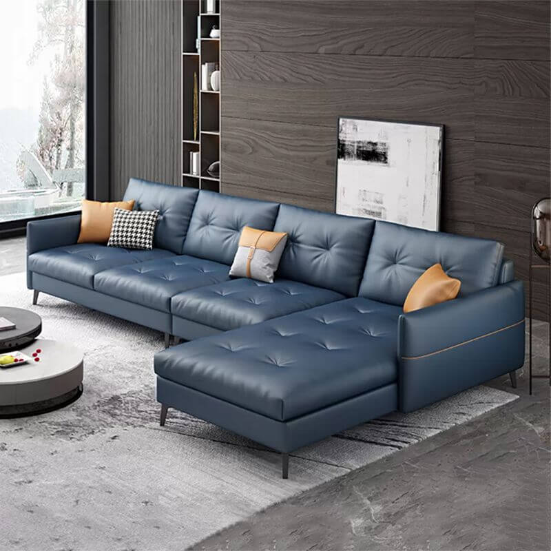 Premium Stain-Resistant Sectional Sofa with Tufted Split Back - Perfect for Living Room, Lounge & Family Gatherings