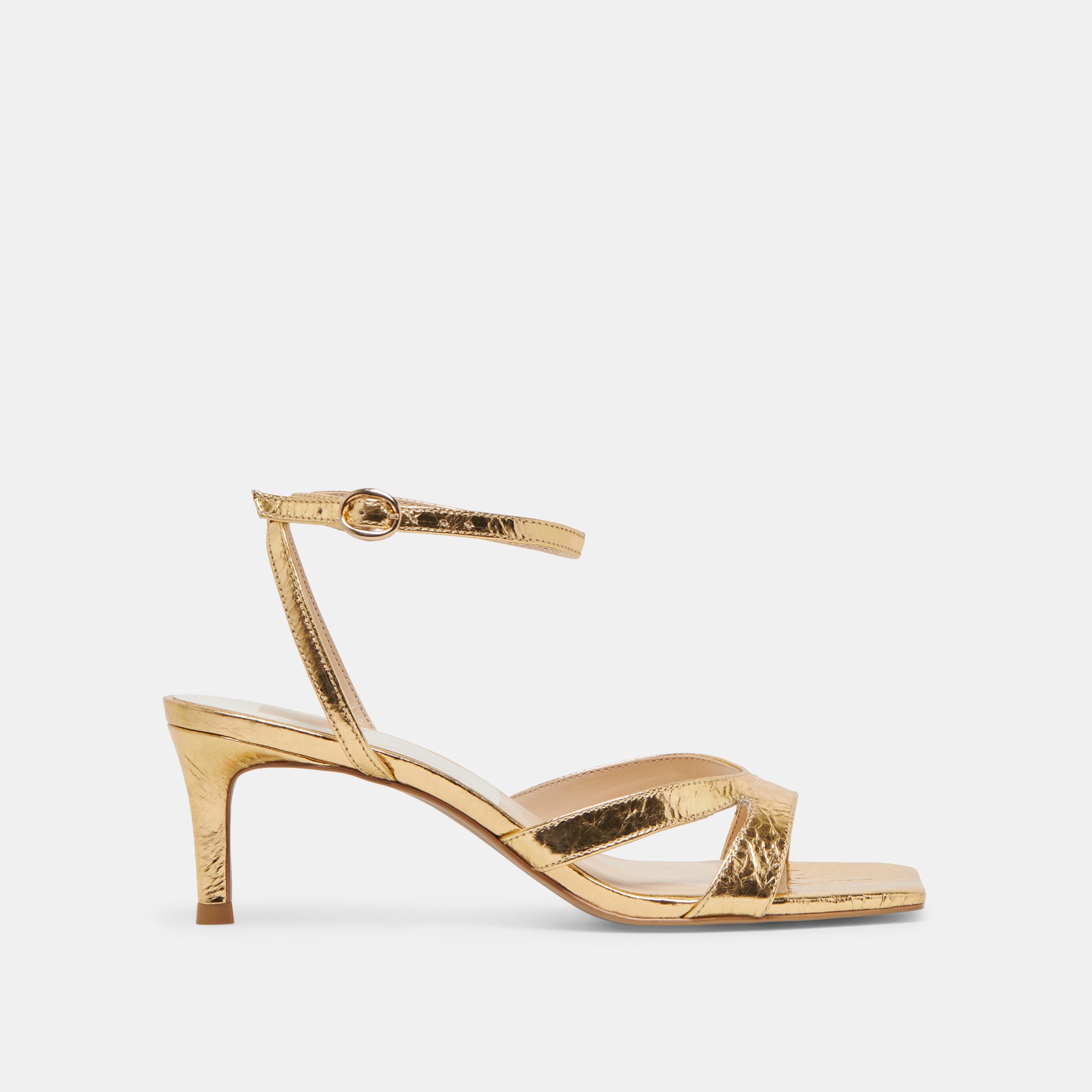 BECKI Women's Gold Distressed Leather Heels - Stylish High Heel Pumps for Parties, Weddings & Evening Events