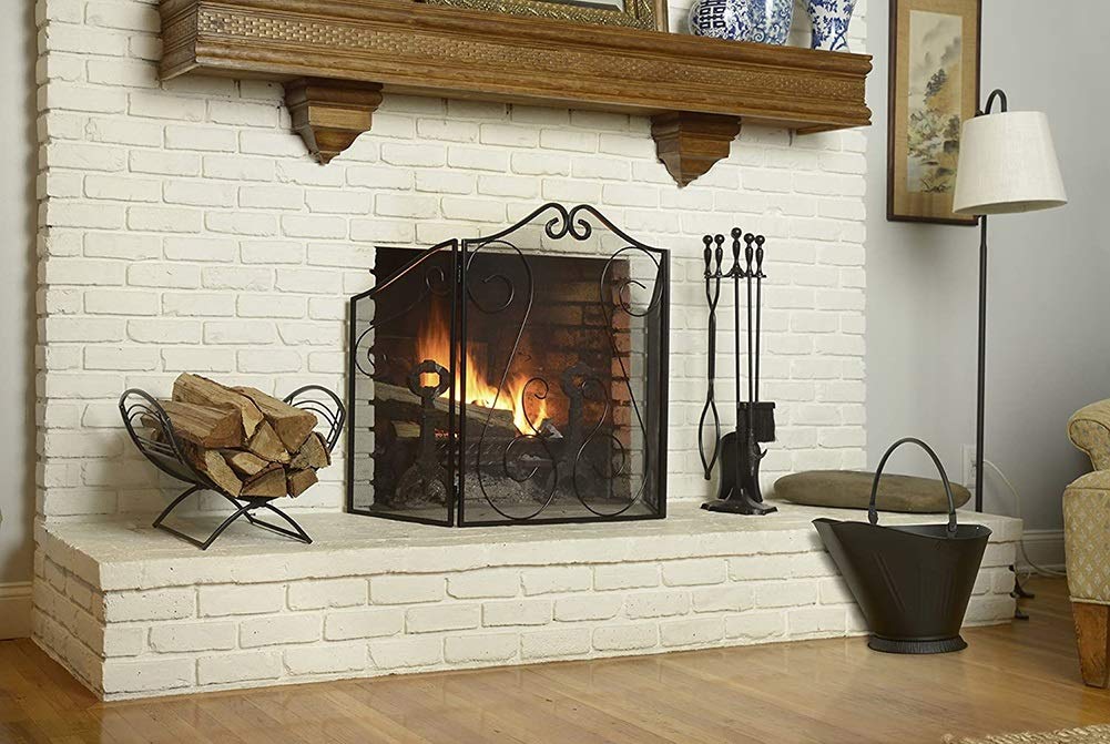 5-Piece Fireplace Tool Set with Sturdy Handles - Modern Fireplace Accessories for Indoor & Outdoor Use - Perfect for Fireplace, Chimney, Stove, Fire Pit - Ideal for Home Heating, Camping & Backyard Gatherings
