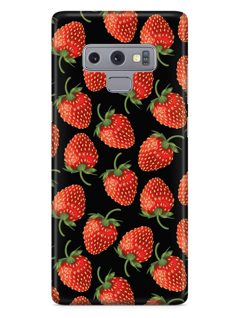Premium 3D Textured Protective Phone Case for Samsung Galaxy Note 9 - Strawberry Pattern Black - Durable Shockproof Cover with Enhanced Grip - Perfect for Everyday Use, Travel & Outdoor Activities